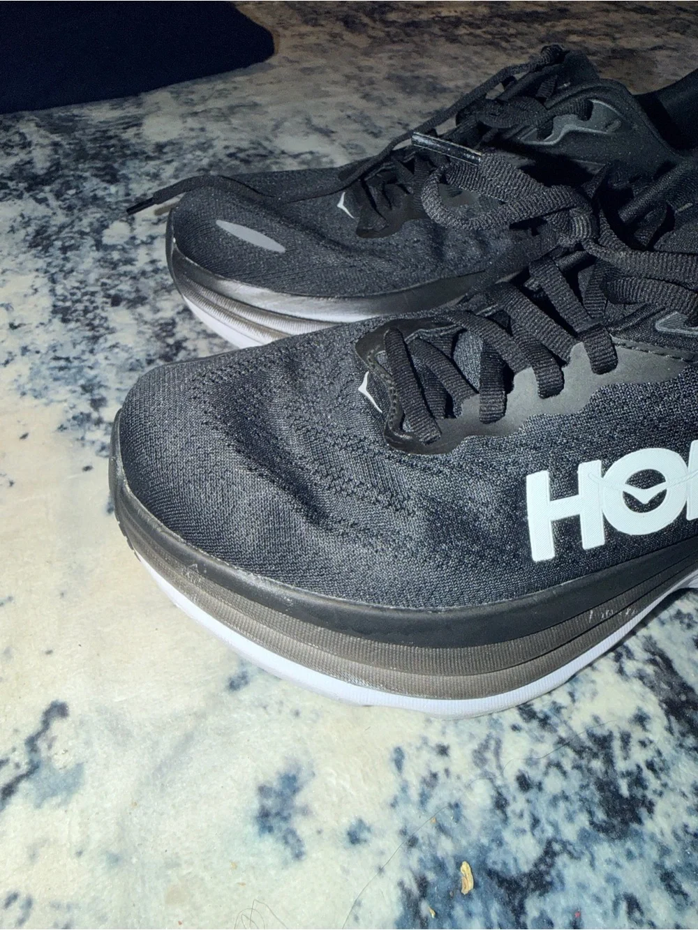 HOKA Bondi 8 Wide‎ Running Shoes Black/White Men’s Size 8 2E Extra Wide
